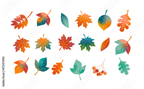 Autumn, Fall background, Autumn leaves elements. icons. Vector illustration, banners, cards
