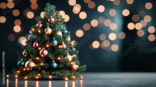 Decorated Christmas Tree with Lights and Ornaments