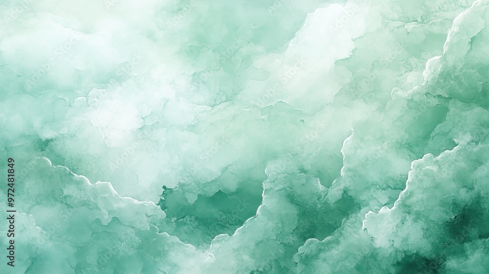 Fresh mint green watercolor background - Light airy abstract emerald texture with soft cloudy effects, perfect for calming natural designs like spa products, healthy living, and eco-friendly themes Fresh mint green watercolor background - Light airy abstract emerald texture with soft cloudy effects, perfect for calming natural designs like spa products, healthy living, and eco-friendly themes