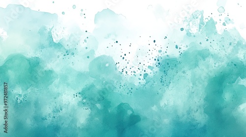 Fresh mint green watercolor background - Light airy abstract emerald texture with soft cloudy effects, perfect for calming natural designs like spa products, healthy living, and eco-friendly themes