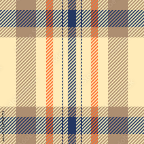 Reel plaid textile vector, sensual seamless pattern tartan. Silky fabric background texture check in light and orange colors.