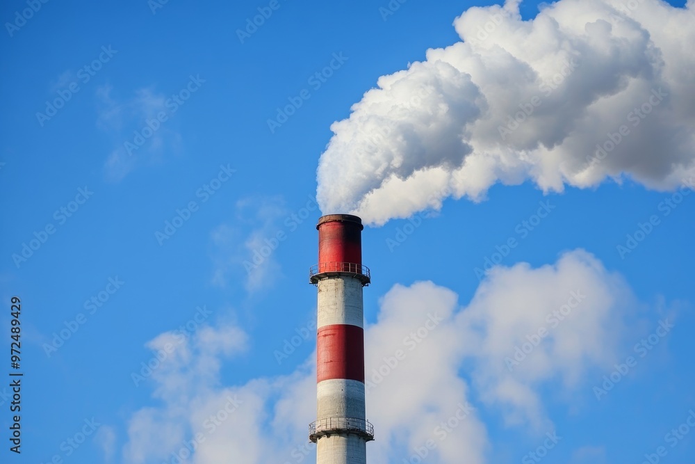 Smoke from a Power Station Chimney Against a Blue Sky Generative AI Smoke from a Power Station Chimney Against a Blue Sky Generative AI