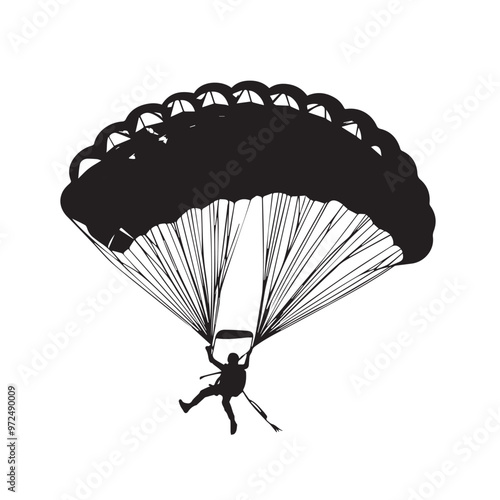 Parachuters silhouette vector. Parachuters logo, icon vector design isolated on white background.