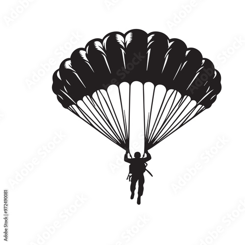 Parachuters silhouette vector. Parachuters logo, icon vector design isolated on white background.