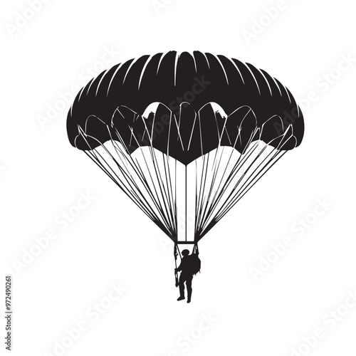 Parachuters silhouette vector. Parachuters logo, icon vector design isolated on white background.