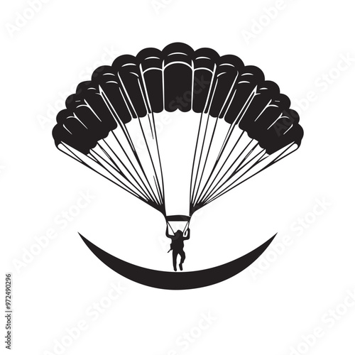 Parachuters silhouette vector. Parachuters logo, icon vector design isolated on white background.