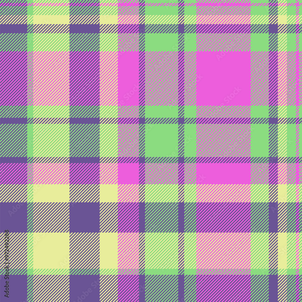 Pixel pattern fabric check, traditional vector textile texture. French tartan background seamless plaid in green and violet colors. Pixel pattern fabric check, traditional vector textile texture. French tartan background seamless plaid in green and violet colors.