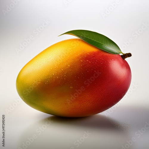 A fresh mango on a white background, perfect for vibrant and clean fruit displays