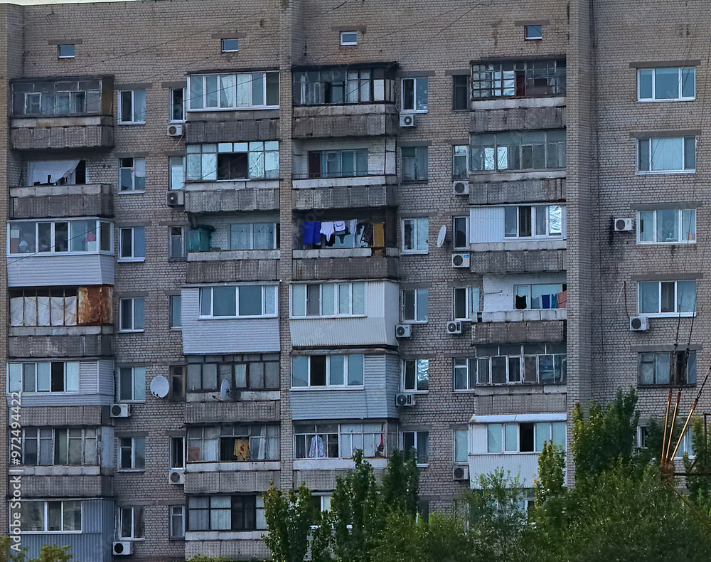 Obraz premium fragment of apartment building in Ukraine