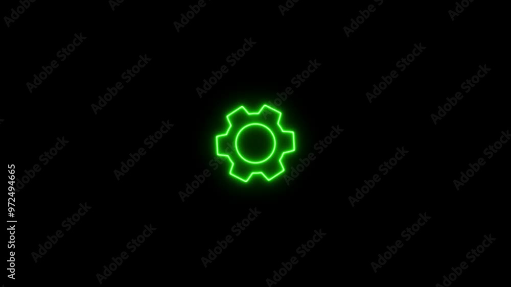 Spinning gears animation. glowing neon setting icon, green color settings icon. Glowing neon line setting icon with spinning gears icon animation. Spinning gears animation. glowing neon setting icon, green color settings icon. Glowing neon line setting icon with spinning gears icon animation.