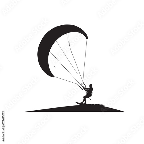 Kite Surfing vector silhouette. Kite Surfing logo, icon isolated on white background. Kite Surfing vector illustration.