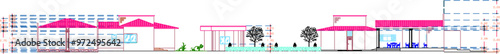 Vector sketch illustration silhouette design drawing of building for circus performance 