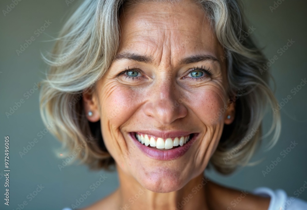 Beautiful elderly woman smiling in close-up portrait showcasing mature skincare, beauty, and dental health with radiant facial features and cosmetic c Beautiful elderly woman smiling in close-up portrait showcasing mature skincare, beauty, and dental health with radiant facial features and cosmetic c