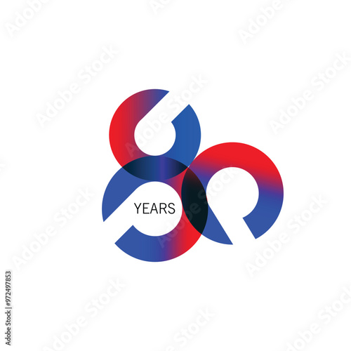 80th, 80 Years Anniversary Logo, Vector Template Design element for 80th birthday, invitation, wedding, jubilee and greeting card illustration.