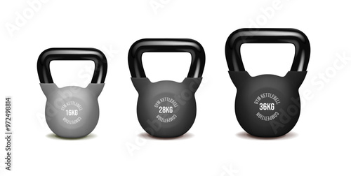 Kettlebells for weight exercises. Sports equipment. Simple flat illustration.