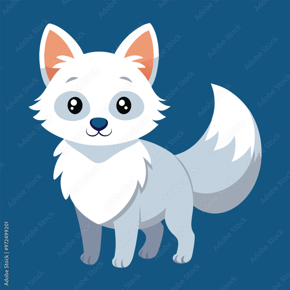 Obraz premium Print Adorable Arctic Fox Clipart Vector Illustration of Cute Fox in Winter Theme Perfect for Design Projects