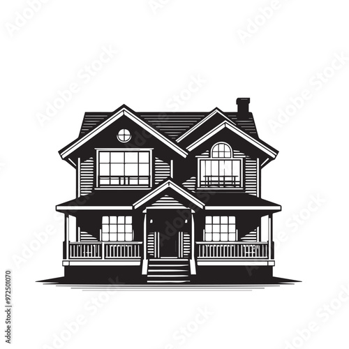 Modern house silhouette. Modern house logo, icon vector design.