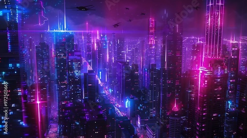 Cyberpunk Cityscape with Neon Lights