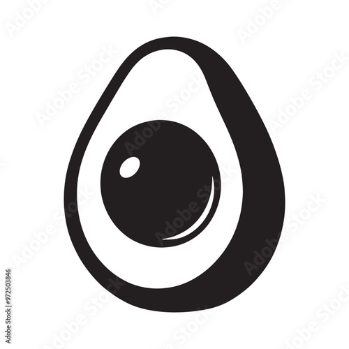 Avocado Fruit Half Slice Icon Silhouette Vector Sign Symbol