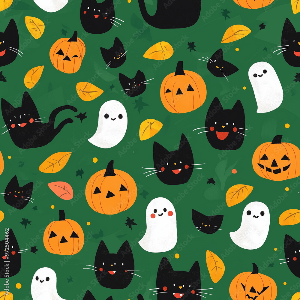 Colorful Halloween Pattern with Autumn Vibes Colorful Halloween Pattern with Autumn Vibes