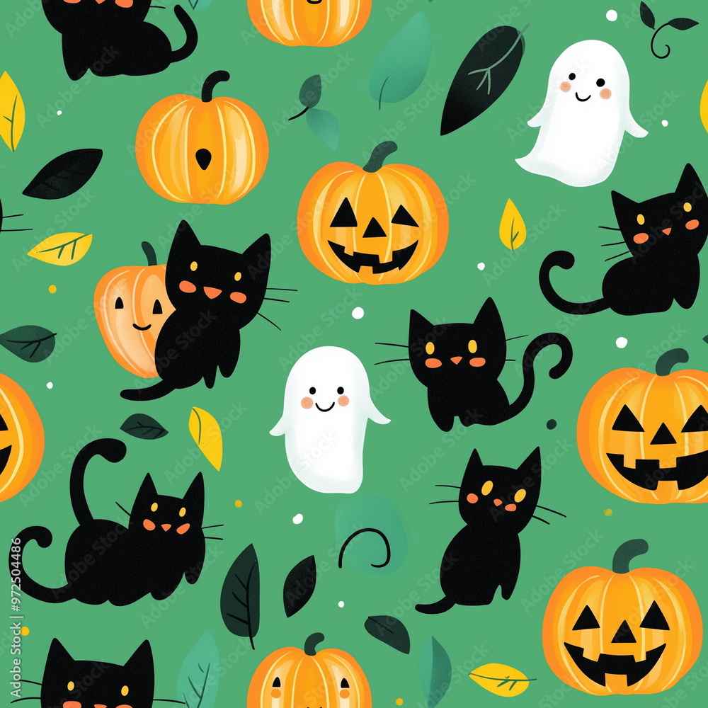 Colorful Halloween Pattern with Autumn Vibes Colorful Halloween Pattern with Autumn Vibes