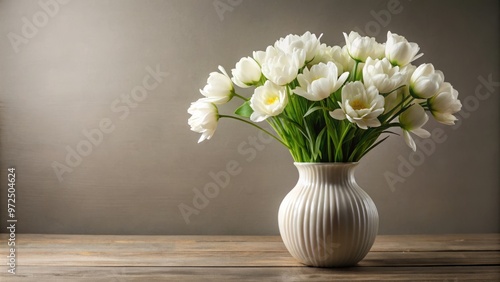 Wallpaper Mural Delicate white blooms intricately placed in a sleek, contemporary vase on a serene backdrop, exuding understated Torontodigital.ca