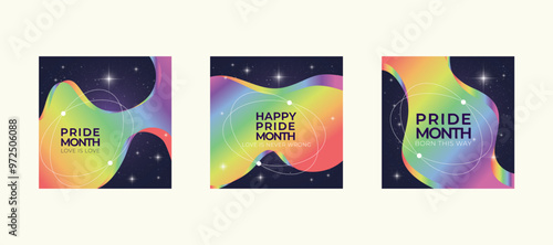 Flyer template, social media post, banner Vector Set with LGBTQ symbol