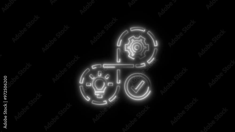 Innovation Process Icon in Video HD Neon Animation Development and Continuous Improvement Symbol with Dynamic Glow on Black Background Innovation Process Icon in Video HD Neon Animation Development and Continuous Improvement Symbol with Dynamic Glow on Black Background