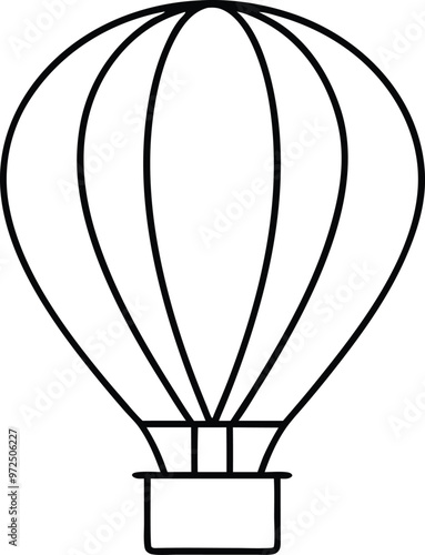 Hot air balloon silhouette Vector Icon and Illustration Isolated on white background.