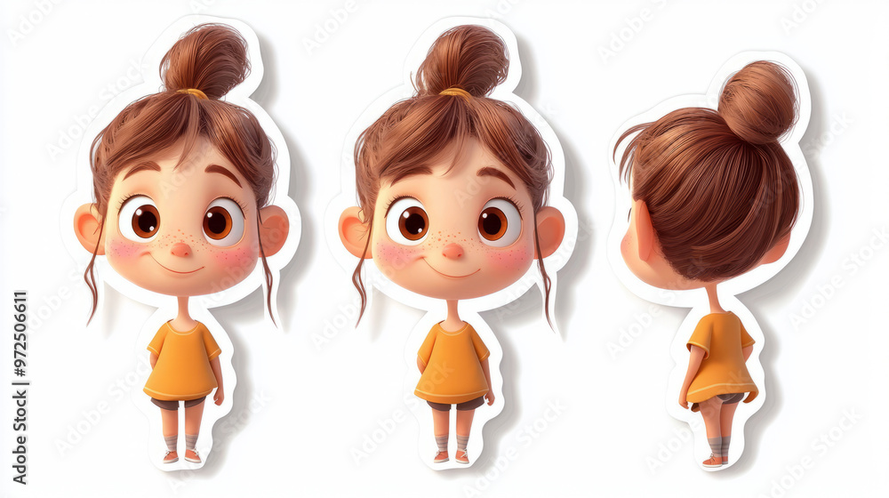 cute girl sticker clipart on white background cute girl sticker clipart on white background