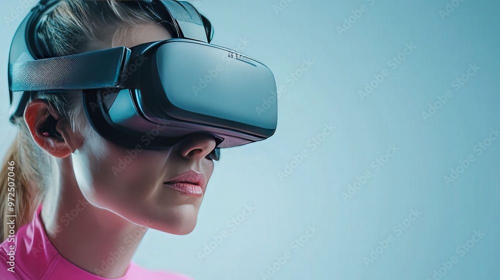 Cyclist using a virtual reality headset for immersive training Cyclist using a virtual reality headset for immersive training
