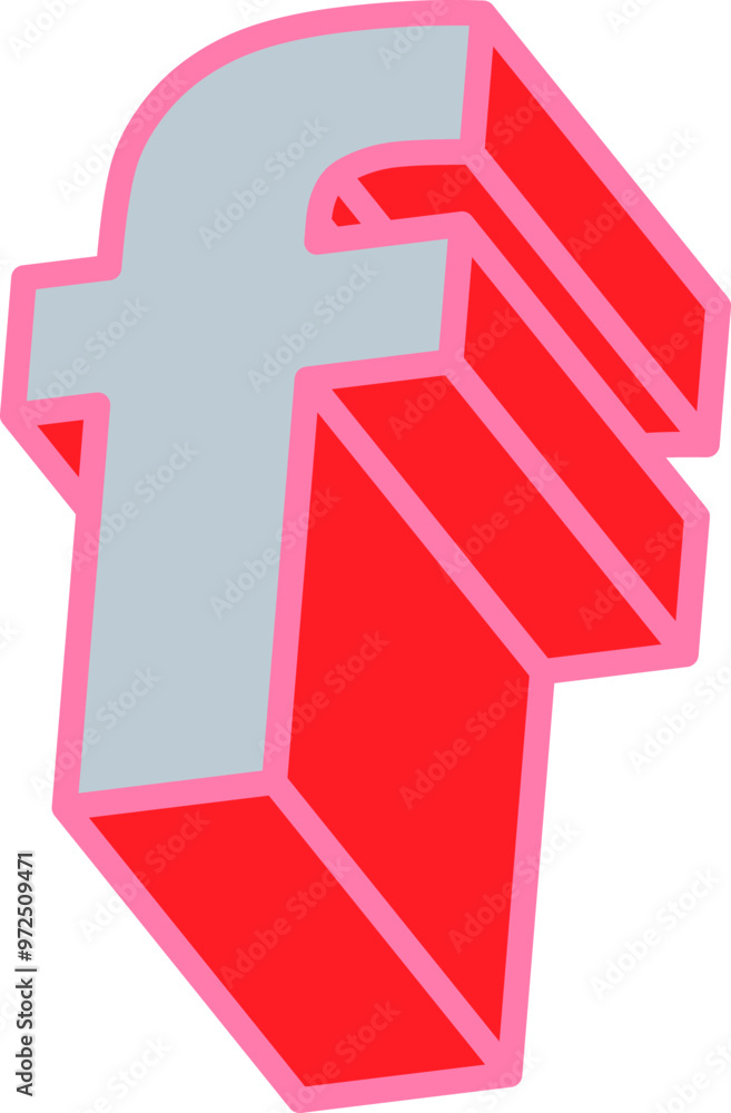 Retro Comic Style Alphabet Bold Vector Letter F in Pink and Red Retro Comic Style Alphabet Bold Vector Letter F in Pink and Red