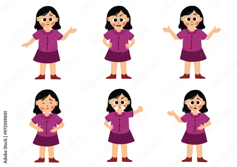 cute little girl in various expressions and movements cute little girl in various expressions and movements