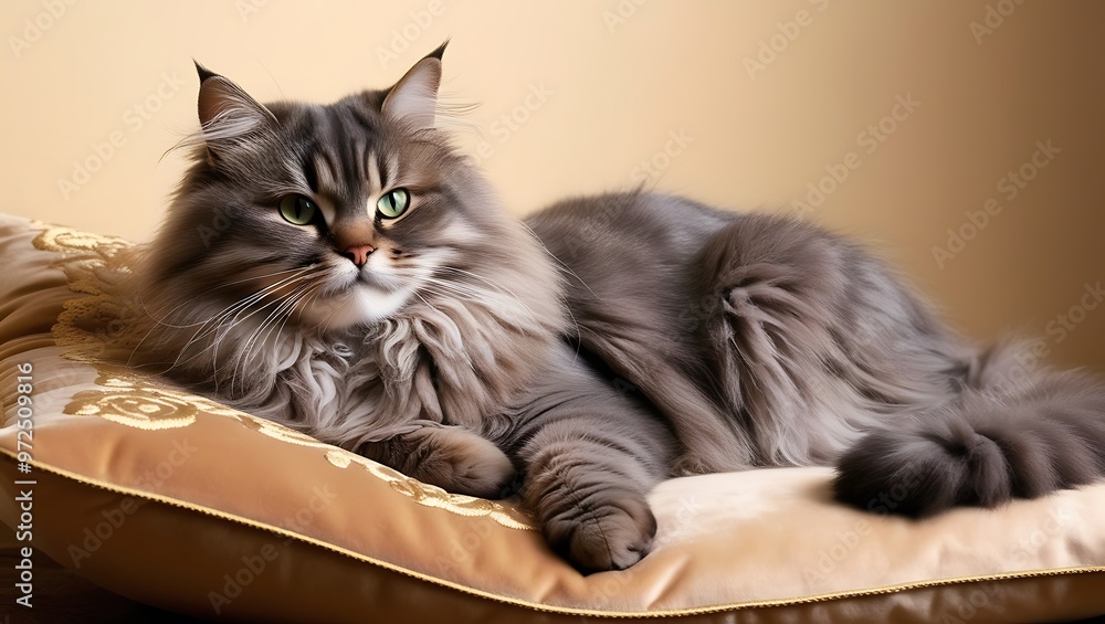 A cute brown cat is lying on her bed. Ai generated. A cute brown cat is lying on her bed. Ai generated.