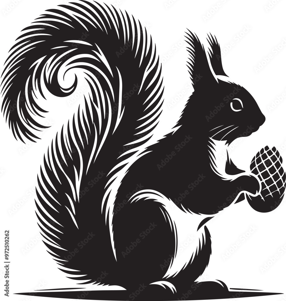 Obraz premium Squirrel silhouette vector illustration white background..GENERATIVE AI.