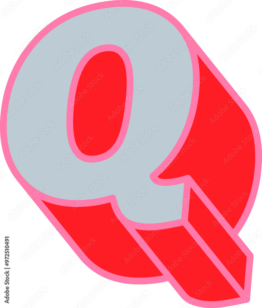 Retro Comic Style Alphabet Bold Vector Letter Q in Pink and Red Retro Comic Style Alphabet Bold Vector Letter Q in Pink and Red