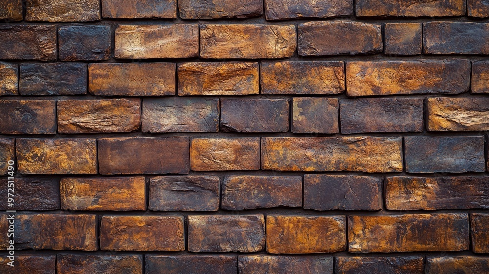 A textured wall of rustic brown bricks, showcasing natural variations and an earthy appeal, perfect for backgrounds and architecture. A textured wall of rustic brown bricks, showcasing natural variations and an earthy appeal, perfect for backgrounds and architecture.