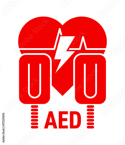 AED automated external defibrillator - monochrome emblem