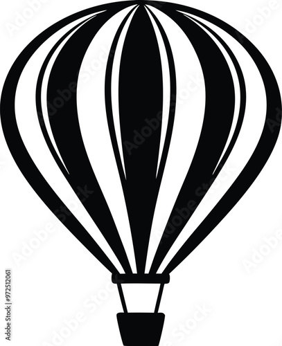 Hot air balloon silhouette Vector Icon and Illustration Isolated on white background.