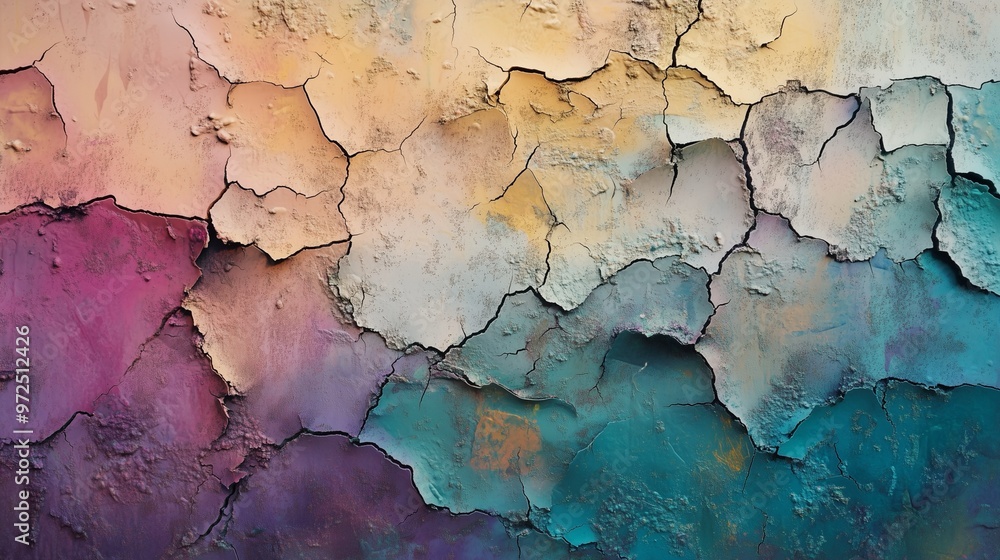 Colorful cracked wall texture with vibrant shades of purple, blue, and orange, perfect for artistic and design backgrounds. Colorful cracked wall texture with vibrant shades of purple, blue, and orange, perfect for artistic and design backgrounds.