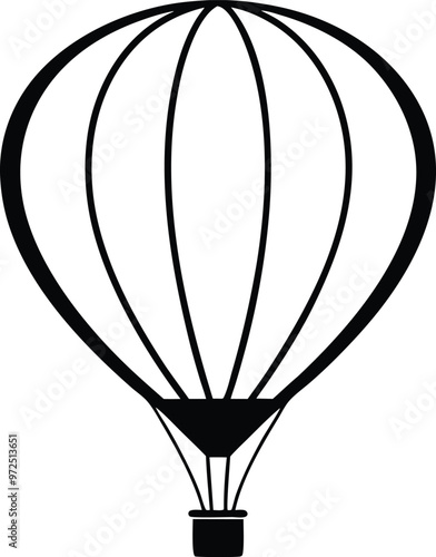 Hot air balloon silhouette Vector Icon and Illustration Isolated on white background.