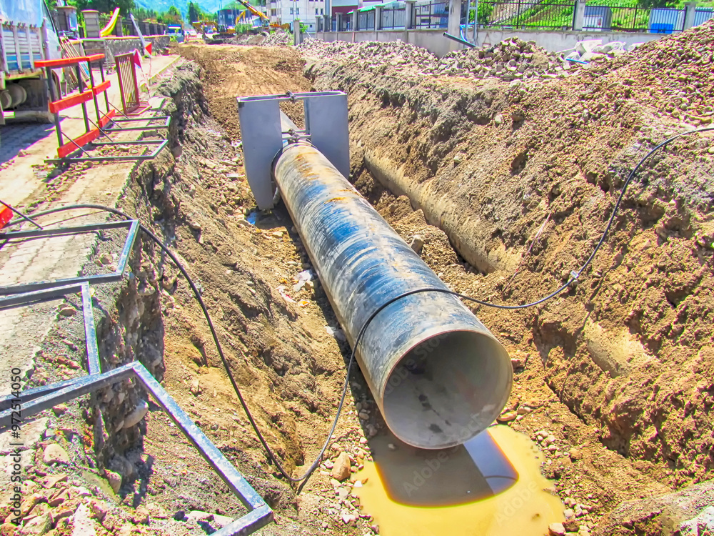 infrastructure construction water and sewer pipe laying work