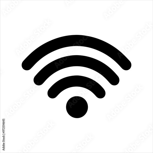 Black wi fi icon or wi fi symbol silhouette vector illustration design on white background.