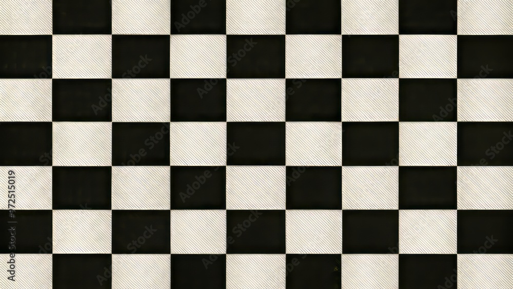 Fototapeta premium In a dance of darkness and light, squares with crisp edges converge in a checkerboard, harmony and contrast