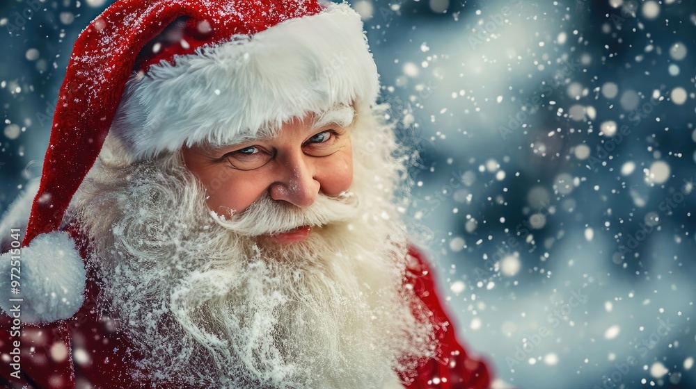 Cheerful Santa Claus smiles warmly against a snowy backdrop, capturing the magic and joy of the festive season. Cheerful Santa Claus smiles warmly against a snowy backdrop, capturing the magic and joy of the festive season.