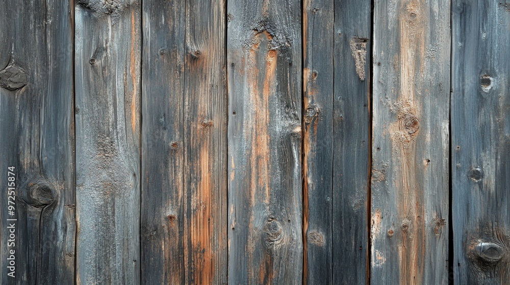 Naklejka premium Weathered wooden planks in grey and brown tones.