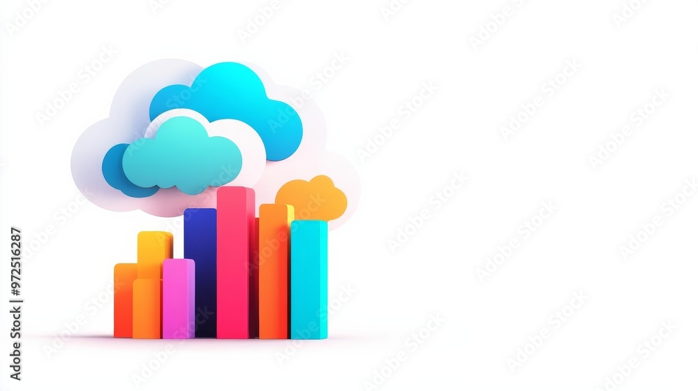 Cloud-based data analytics, business insights generation, flat design illustration Cloud-based data analytics, business insights generation, flat design illustration