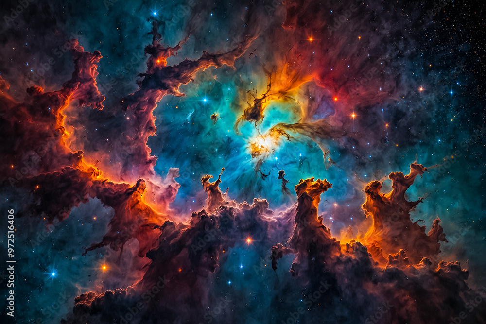 Stunning images of nebulae, dominated by blue and brown colors and fog, galaxy Stunning images of nebulae, dominated by blue and brown colors and fog, galaxy