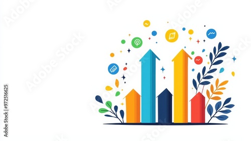 Financial performance tracking, real-time data insights, flat design illustration