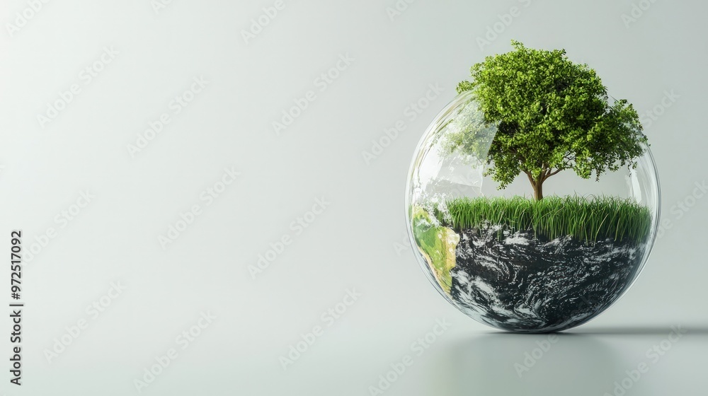 Fragile Earth A Tiny Tree Growing on a Glass Globe. Fragile Earth A Tiny Tree Growing on a Glass Globe.